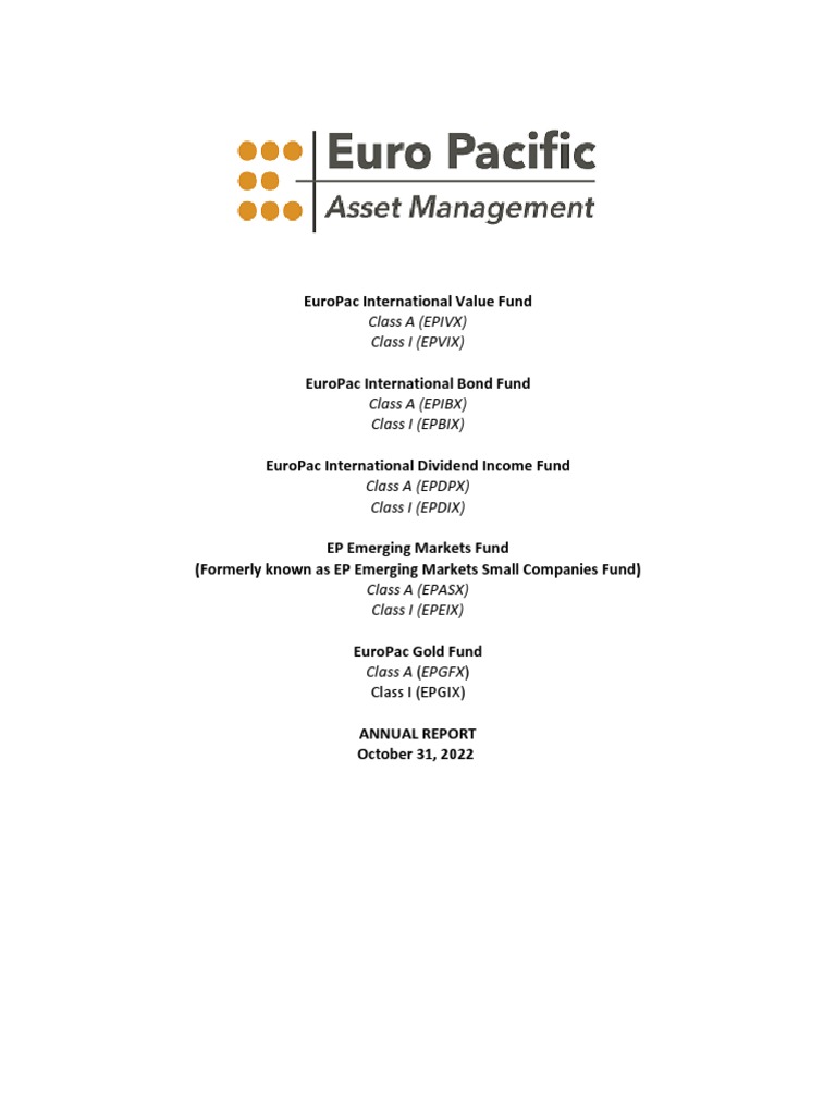 Europac Annual Report PDF Investment Fund Stock Market Index