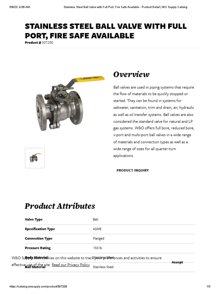 Stainless Steel Ball Valve Overview | PDF | Valve | Chemical Engineering