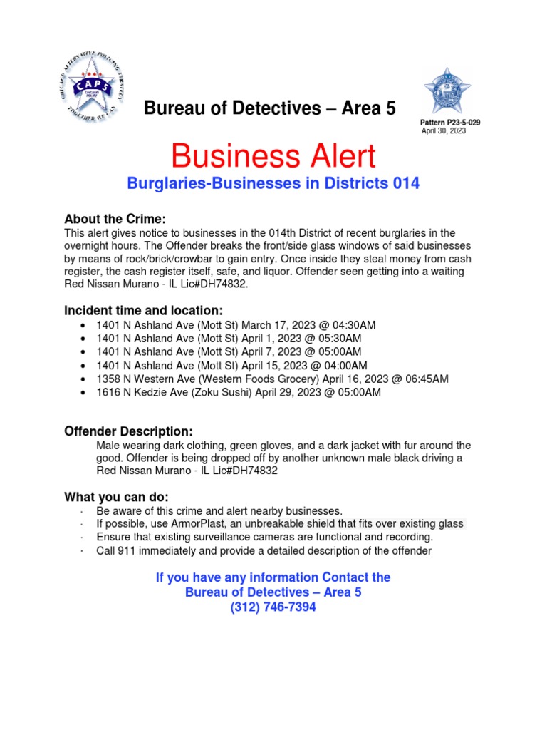 Chicago Police Department - Community Alert (April 30) | PDF