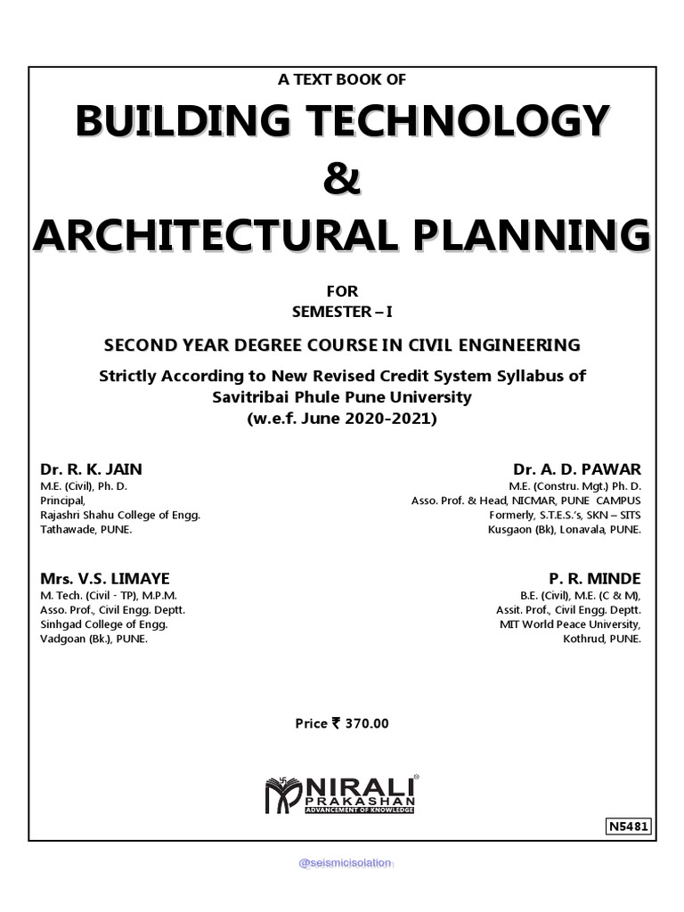 A Text Book of Buildiing Technology & Archiitectural Planniing For ...