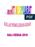 Minit Mesyuarat Kelas Pemulihan