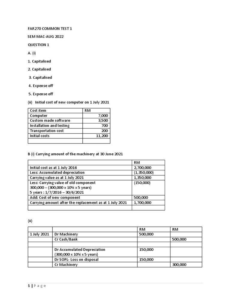 Far270 common test 1 questions pdf fair value depreciation