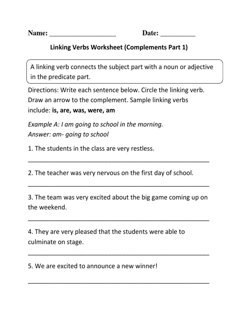 Linking Verbs Complements P 1 Beginner PDF PDF