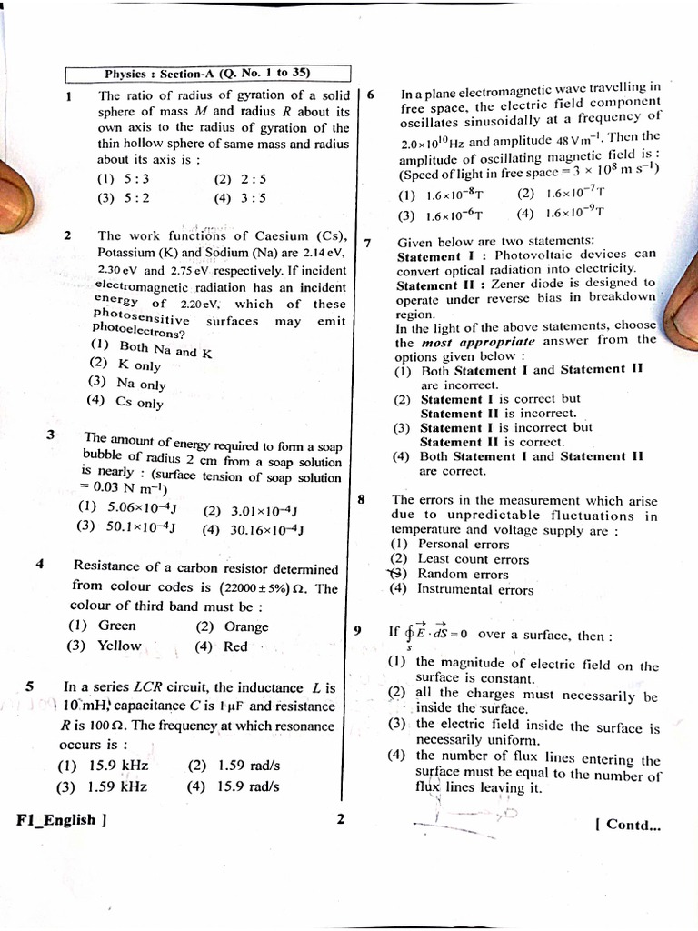 Neet 2023 Question Paper PDF Physics PDF | PDF