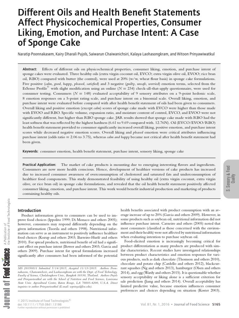 Poonnakasem (2016) PDF Low Density Lipoprotein Olive Oil