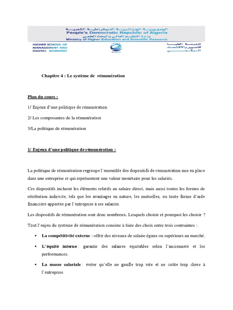 Système de Rémunération et Composantes | PDF | Salaires | Business