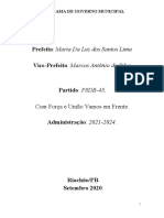 Prefeita: Maria Da Luz Dos Santos Lima: Com Força e União Vamos em Frente