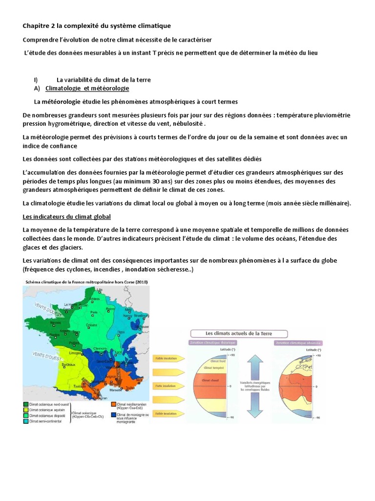 La Complexité Du Système Climatique Exercices Corrigés Chapitre 2 la complexité du système climatique.pdf | PDF | Changement