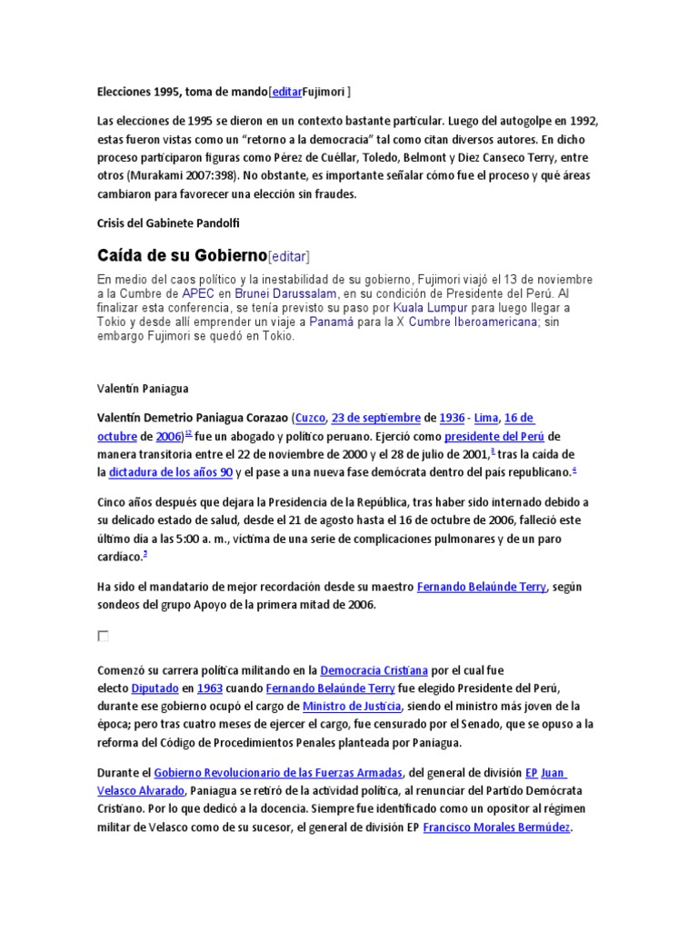 Elecciones 1995 PDF Perú América del Sur