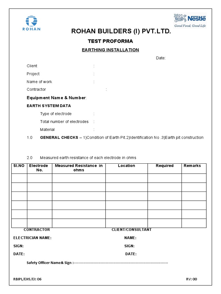 EL06 Earth Pit Testing Report PDF