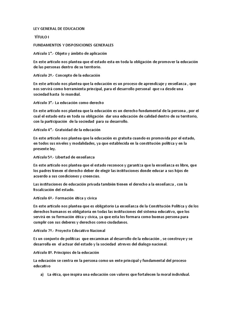 Ley General de Educacion | PDF