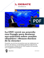 La ONU Cerró Un Acuerdo Con Google para Destacar Sus Artículos Sobre Cambio Climático - Somos Dueños de La Ciencia PDF