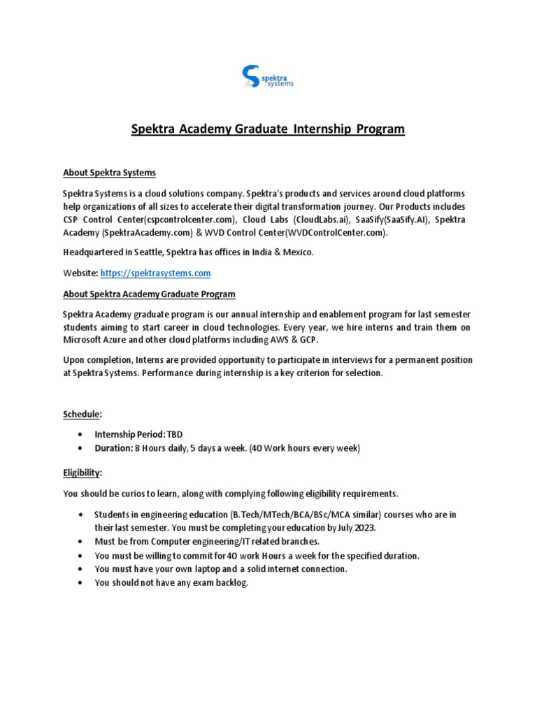 Cloud Internship for Final Year Students | PDF | Cloud Computing ...