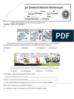 Avaliação de Português com questões de figuras de linguagem, acentuação, homônimos e barroco