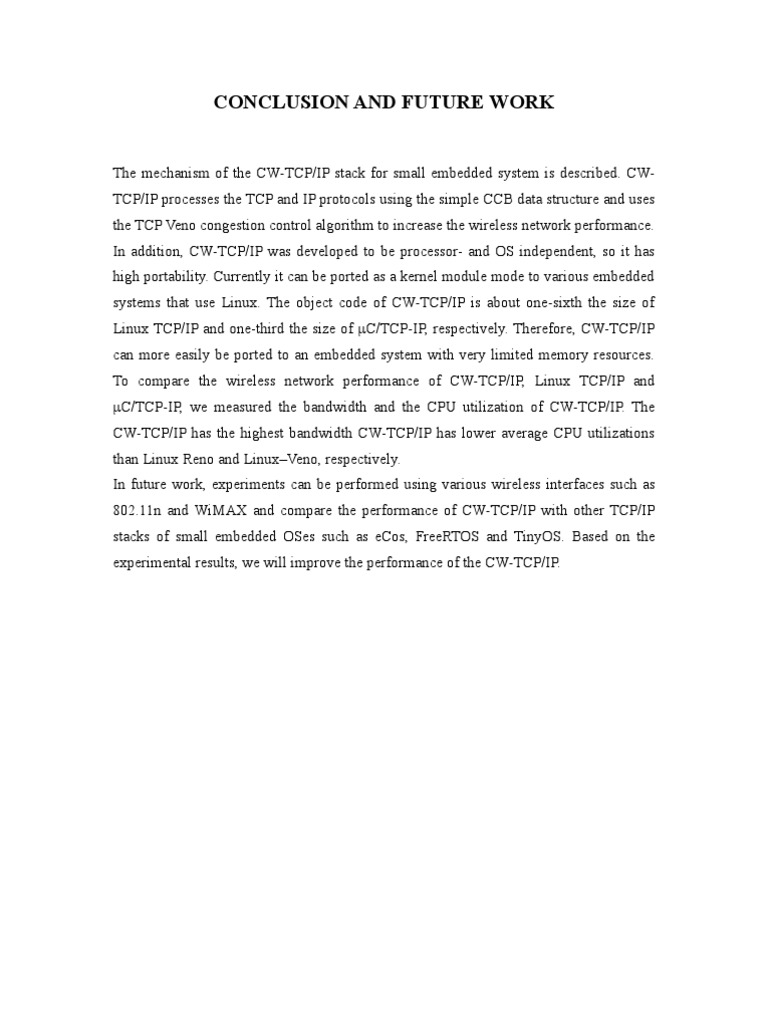 Conclusion and Future Work | PDF | Internet Protocol Suite | Embedded ...