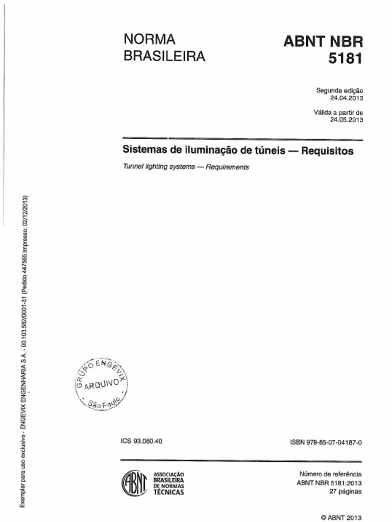 NBR 5181_13 - Sist iluminação de tuneis.pdf | PDF