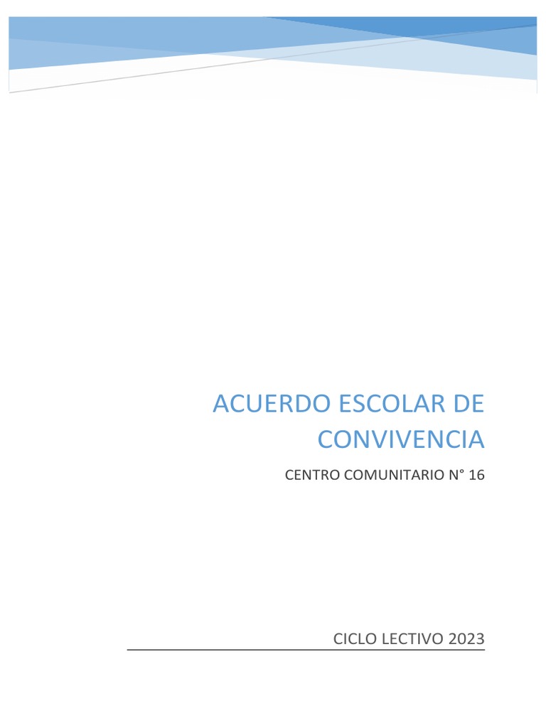 Acuerdo Escolar de Convivencia CC 16 - 2023 | PDF