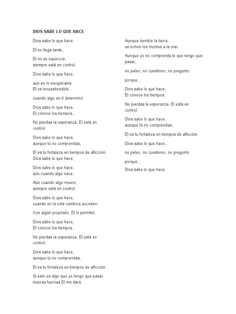 Dios Sabe Lo Que Hace | PDF