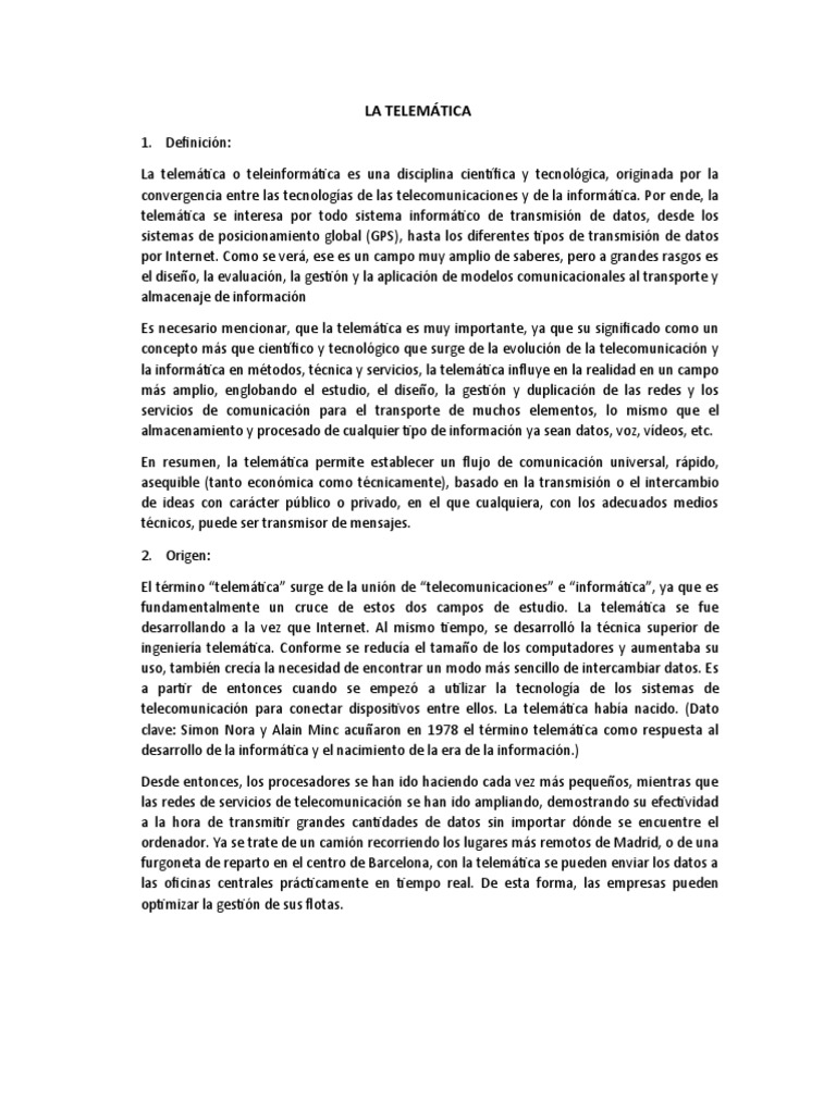 La Telemática Definicion | PDF