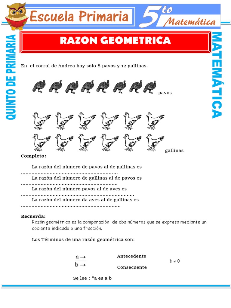 Razón Geométrica para Quinto de Primaria PDF | PDF