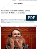 Annie Ernaux 5 Livros para Conhecer A Vencedora Do Nobel - 06 - 10 - 2022 - Ilustrada - Folha