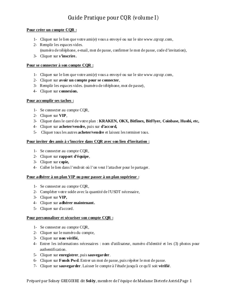 Guide CQR : Inscription et Utilisation | PDF | Mot de passe | Informatique