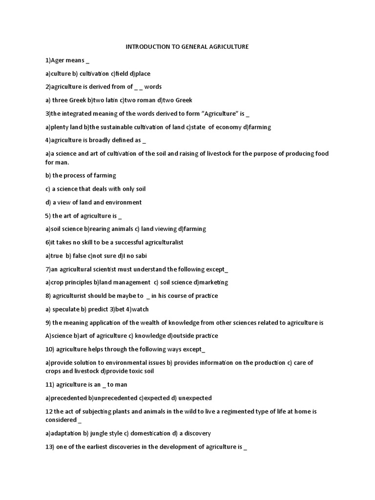 Introduction to General Agriculture | PDF | Agriculture | Soil