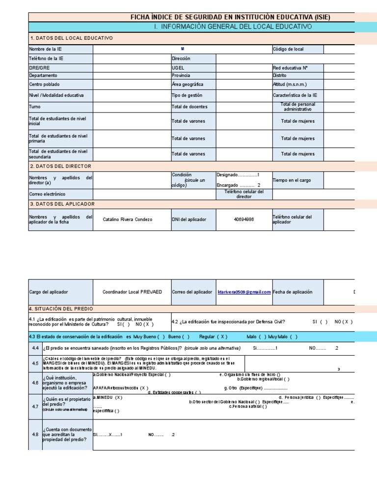 Ficha de Seguridad en Institución Educativa | PDF