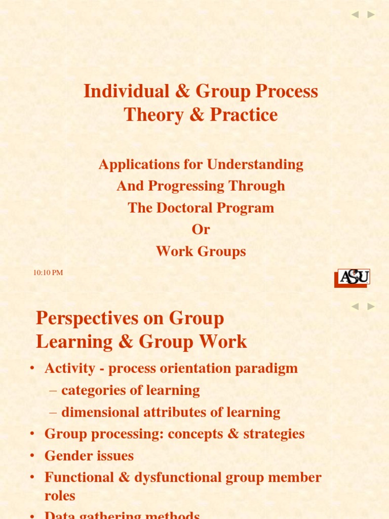 Individual Group Process Theory Practice Pdf Paradigm Learning