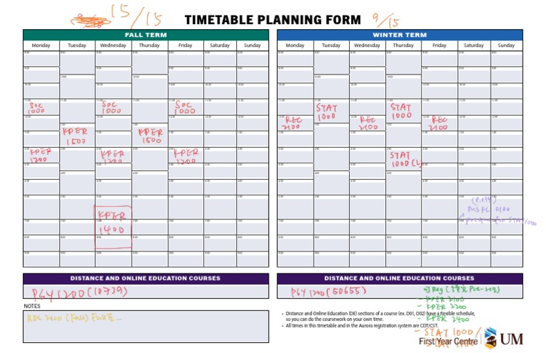 Fall and Winter Online Course Timetable | PDF
