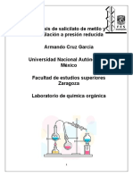 Síntesis de Salicilato de Metilo y Destilación A Presión Reducida