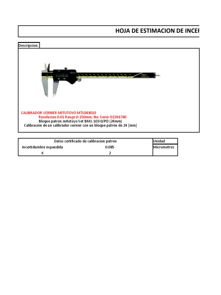 Estimación de Incertidumbre con Vernier | PDF | Incertidumbre | Calibración