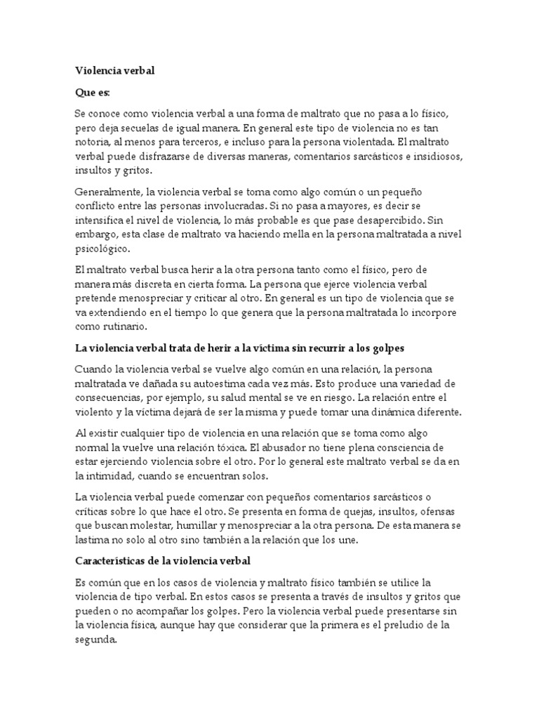 Entendiendo la Violencia Verbal | PDF