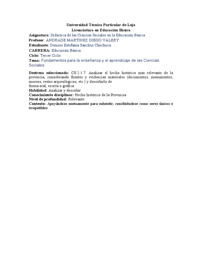 Fundamentos para La Enseñanza y El Aprendizaje de Las Ciencias Sociales ...