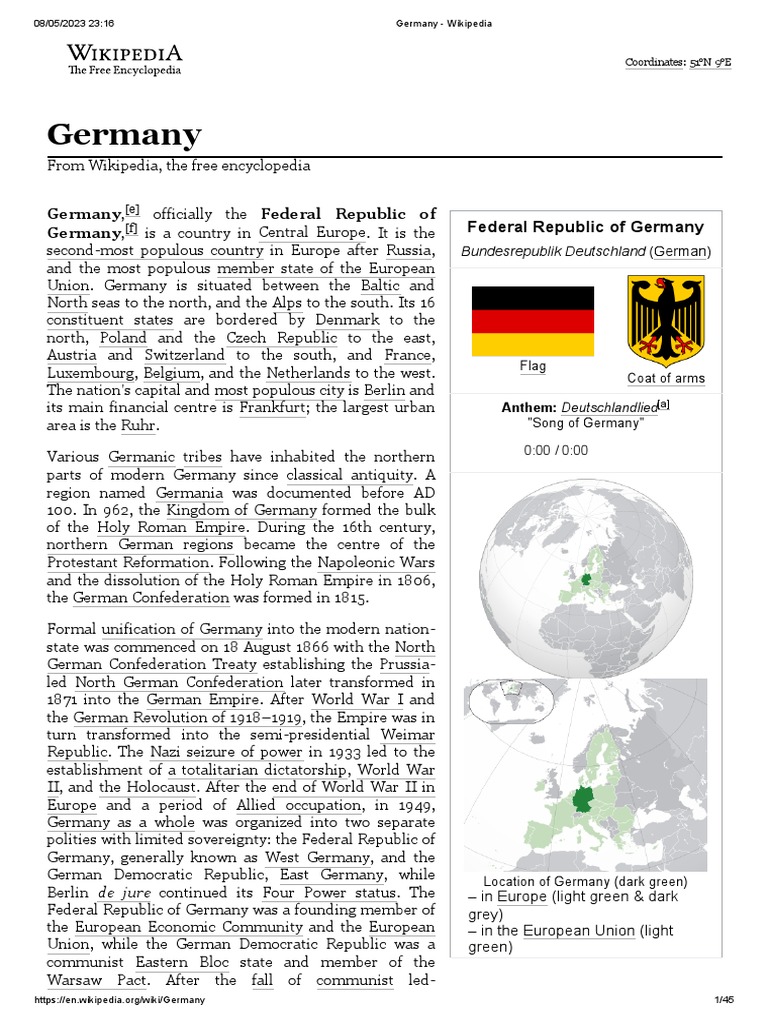 Overview of Germany's History and Geography | PDF