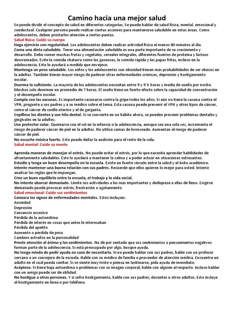 Camino Hacia Una Mejor Salud | PDF