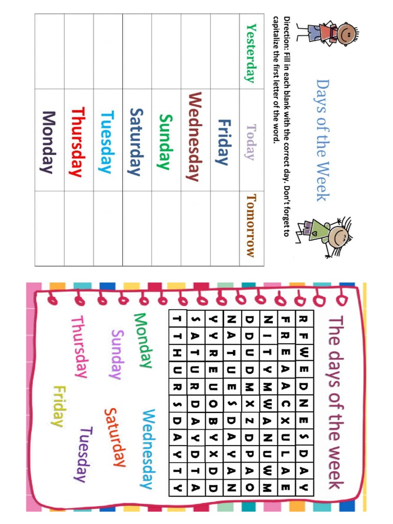 Days of The Week and Months of The Year | PDF