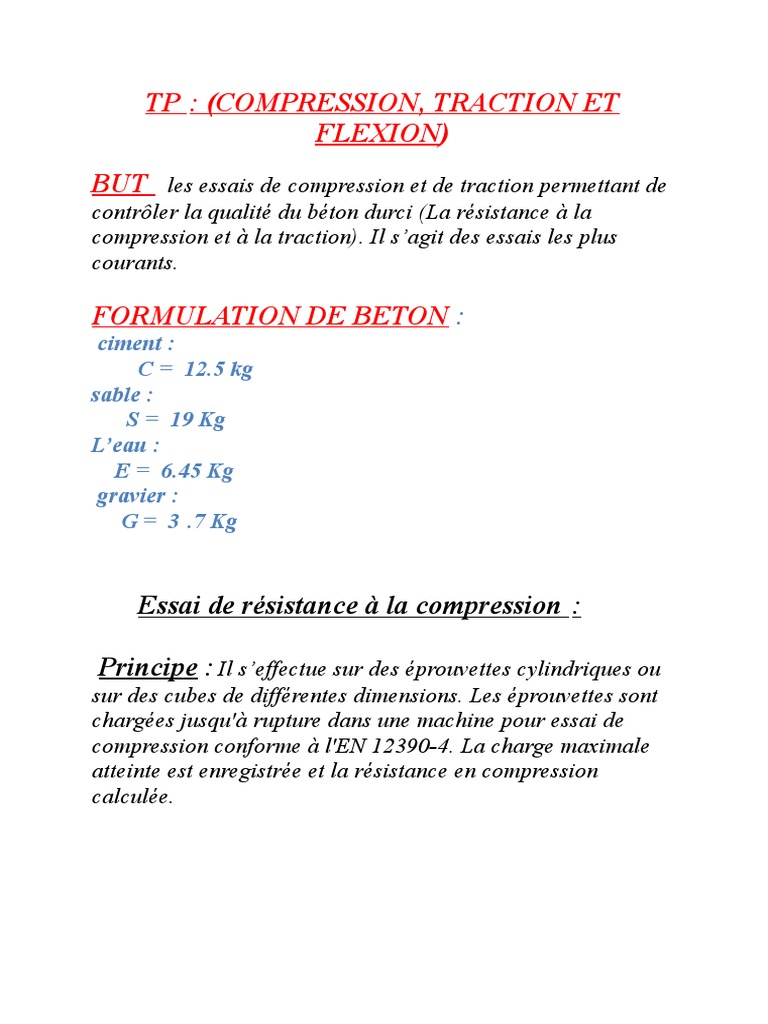 Essais Béton: Compression & Traction | PDF