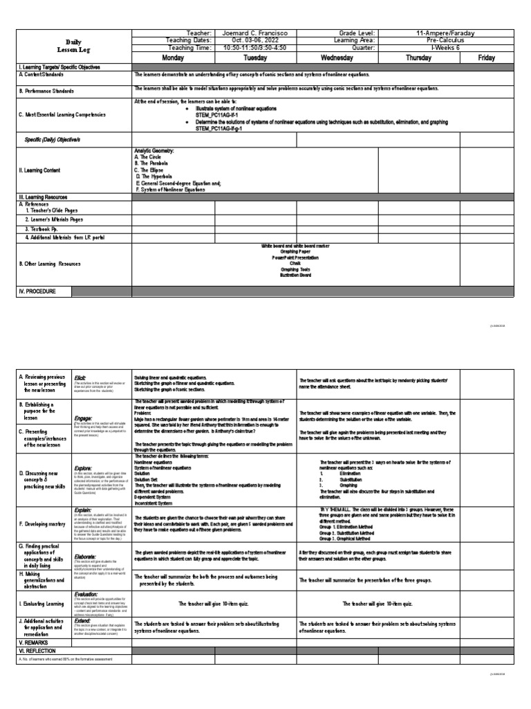 Dll-Pre Calculus Q1 Week 6 | PDF