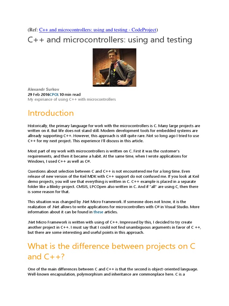 An Analysis of Using C++ for Microcontroller Projects: Benefits ...