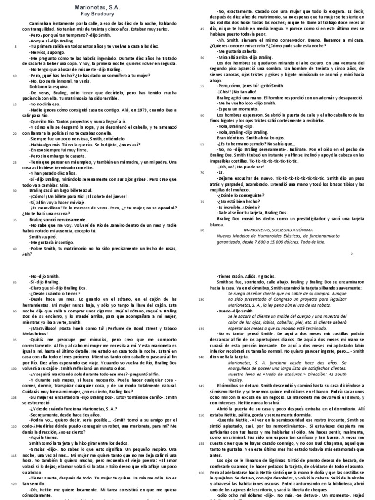 Cuento S.A de Ray Bradbury PDF