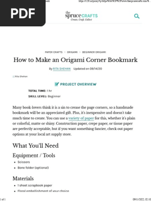 12ft How to Make an Origami Corner Bookmark