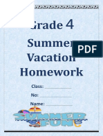 Summer Vacation Homework Grade 4 