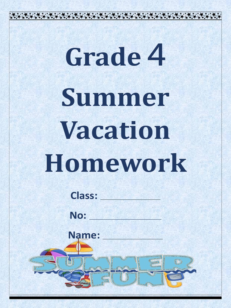 summer vacation homework pdf class 4