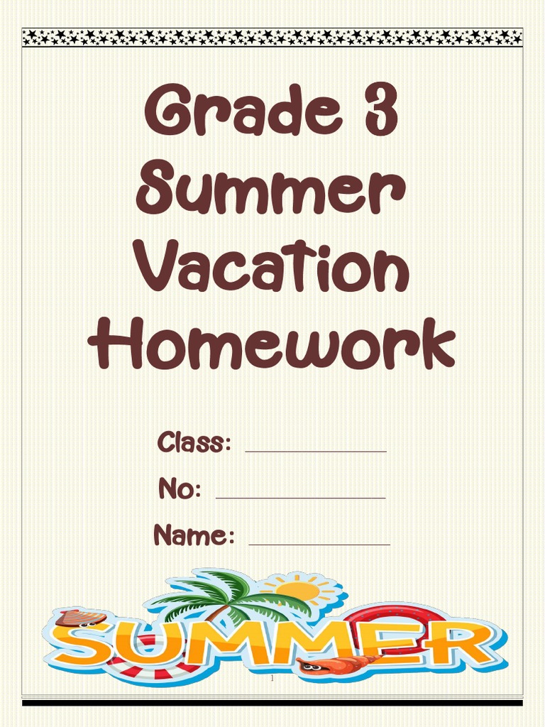 Summer Vacation Homework Grade 3 (Reading and English Structure