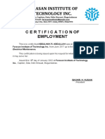 Farasan Institute of Technology Inc.: Certificationof Employment