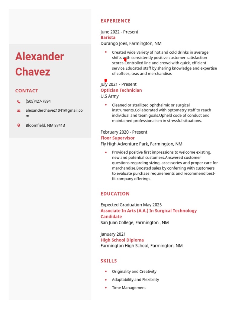 Alexander Chavez - Resume Overview | PDF