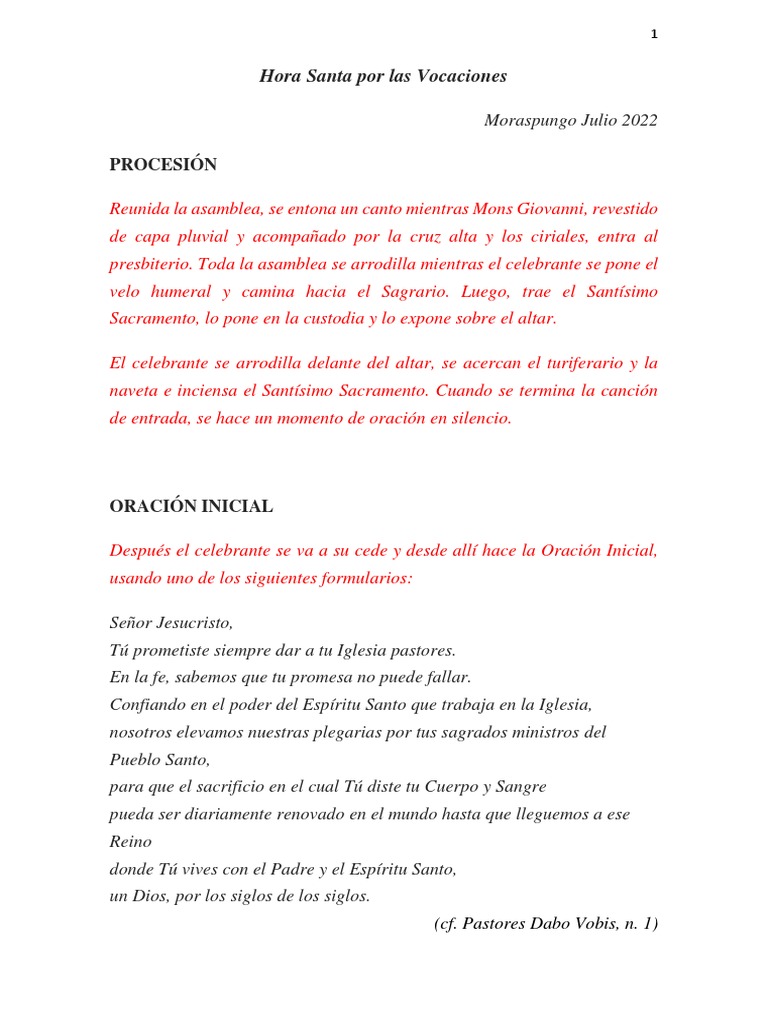 Hora Santa por las Vocaciones 2024 | PDF | eucaristía | Cristo (título)