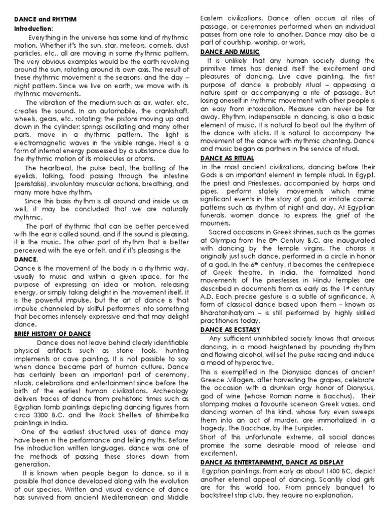 Dance and Rhythm | PDF | Dances | Anatomical Terms Of Motion