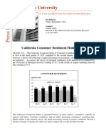 California Consumer Sentiment Holds Steady